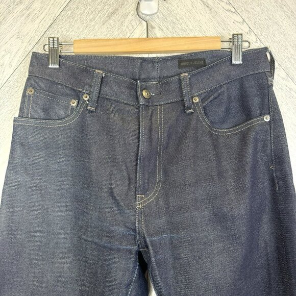 Uniqlo Selvedge Jeans Mens Size 33x34 Slim Straight Kaihara Stretch Denim - Picture 2 of 9
